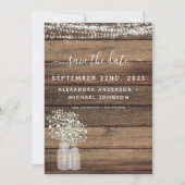 Invitation Enregistrer la date Rustic Farmhouse String Lights (Devant)