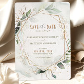 Invitation Enregistrer La Date Rustic Green & Gold Mariage