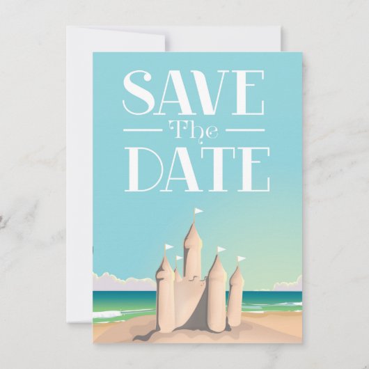 Invitation Enregistrer la date Sandcastle (Dos)