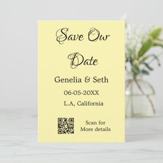 Invitation Enregistrer la date simple minimum détails du code (Debout devant)