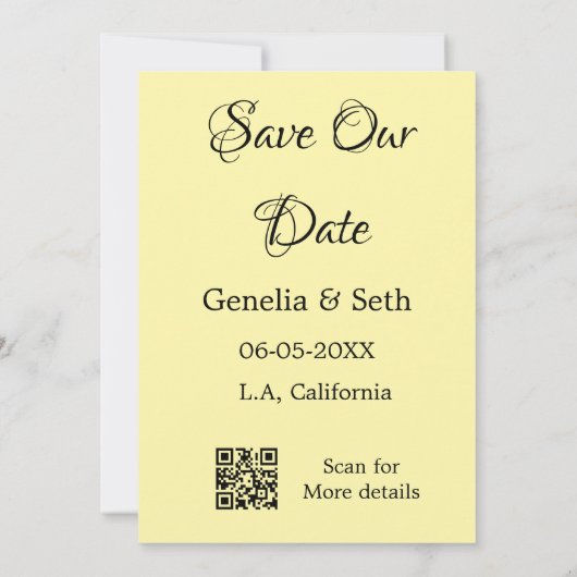 Invitation Enregistrer la date simple minimum détails du code (Dos)