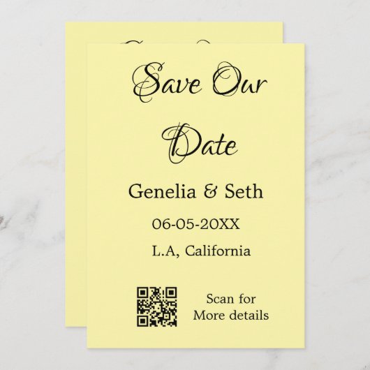 Invitation Enregistrer la date simple minimum détails du code (Devant / Derrière)