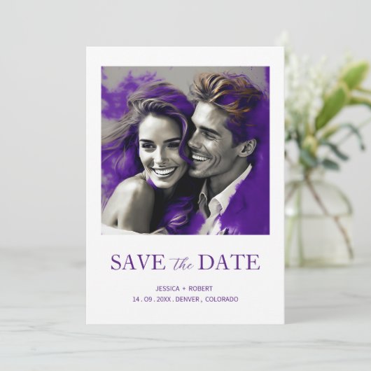 INVITATION ENREGISTRER LA DATE SIMPLE MODERNE DESIGN (Debout devant)
