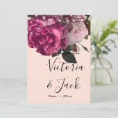 Invitation enregistrer la date String Lights Burgundy Flowers (Debout devant)