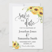 Invitation Enregistrer la date Sunflower Floral Boho Chic Mar (Devant)