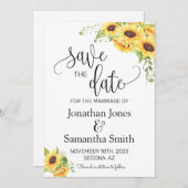 Invitation Enregistrer la date Sunflower Floral Boho Chic Mar (Devant / Derrière)