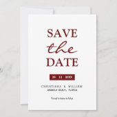 Invitation ENREGISTRER LA DATE' Texte simple rouge Bourgogne (Devant)
