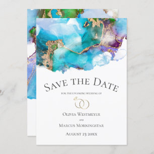 Invitation Enregistrer la date Turquoise Amethyst Abstraite G