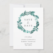 Invitation Enregistrer la date Turquoise Mariage d'aquarelle  (Devant)