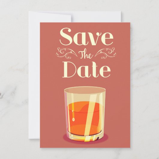 Invitation Enregistrer La Date Vintage Whiskey Drink (Dos)