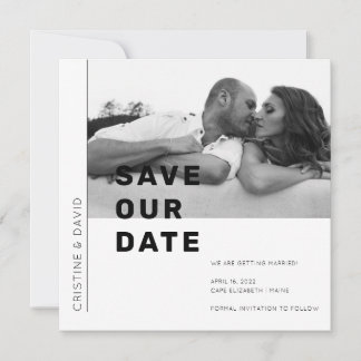 Invitation Enregistrer la photo de date en noir et blanc