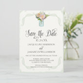 Invitation Enregistrer la photo de date Rustic Floral Mason J (Debout devant)