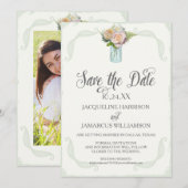 Invitation Enregistrer la photo de date Rustic Floral Mason J (Devant / Derrière)
