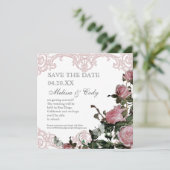 Invitation Enregistrer l'annonce de date - Trellis Rose Vinta (Debout devant)