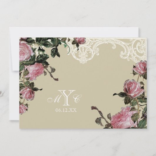 Invitation Enregistrer l'annonce de date - Trellis Rose Vinta (Dos)