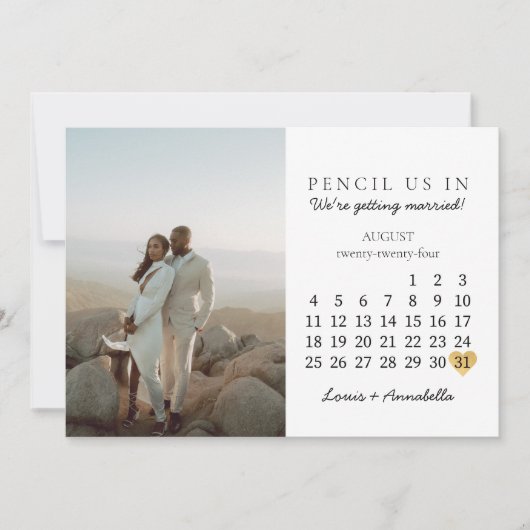 Invitation Enregistrer le calendrier des dates août 2024 Mois (Devant)