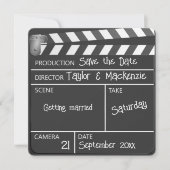 Invitation Enregistrer le Mariage Clapperboard Date Movie (Devant)