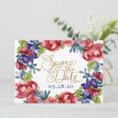 Invitation Enregistrer Le Mariage Date | Bonheur Floral & Scr (Debout devant)
