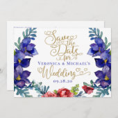 Invitation Enregistrer Le Mariage Date | Bonheur Floral & Scr (Devant / Derrière)