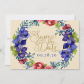 Invitation Enregistrer Le Mariage Date | Bonheur Floral & Scr (Devant)