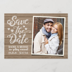Invitation Enregistrer Le Mariage Date   Photo de Rustic Wood