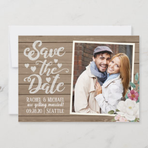 Invitation Enregistrer Le Mariage Date   Photo sur Bois avec 