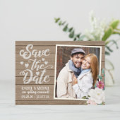 Invitation Enregistrer Le Mariage Date | Photo sur Bois avec (Debout devant)