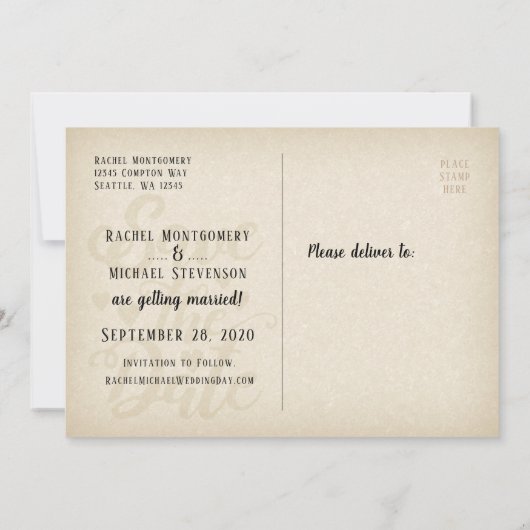Invitation Enregistrer Le Mariage Date | Photo sur Bois avec (Dos)