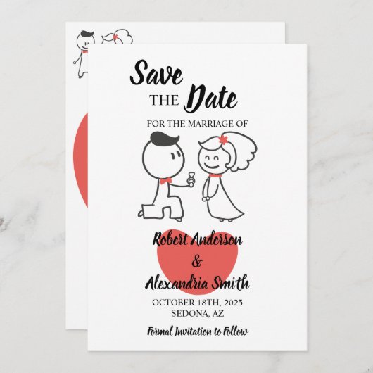 Invitation Enregistrer le Mariage de date | Couple mariage (Devant / Derrière)