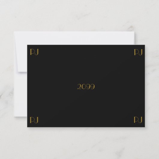 Invitation Enregistrer le Mariage de date, grand-Gatsby, noir (Dos)