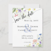 Invitation Enregistrer le Mariage Fleur sauvage d'aquarelle s (Devant)