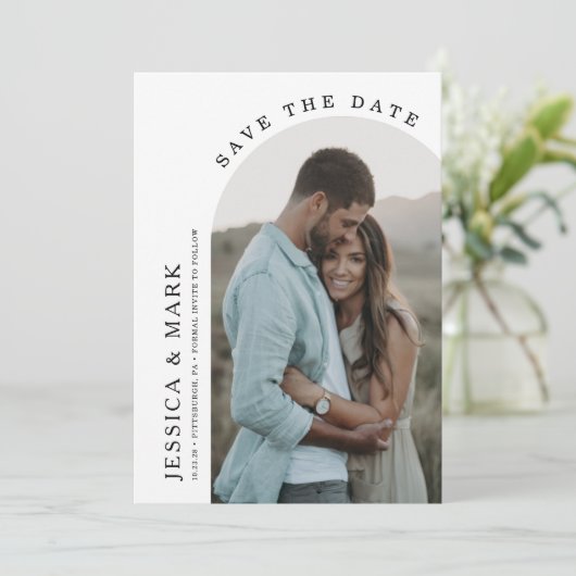 Invitation Enregistrer le Mariage photo Date Arch (Debout devant)