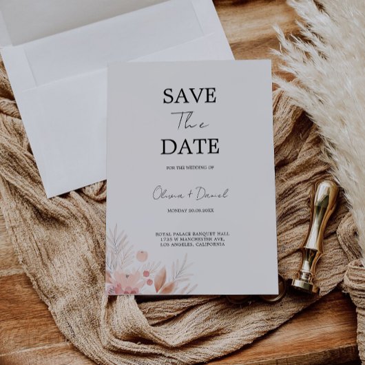 Invitation Enregistrer le Modèle de date, Fleur sauvage Enreg