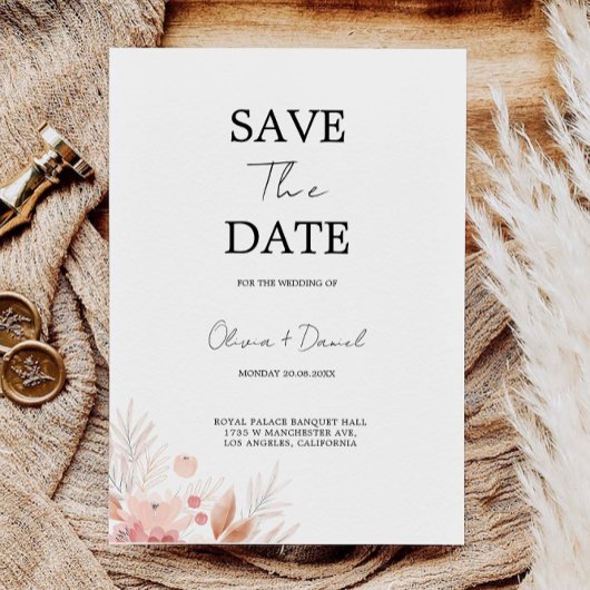 Invitation Enregistrer le Modèle de date, Fleur sauvage Enreg