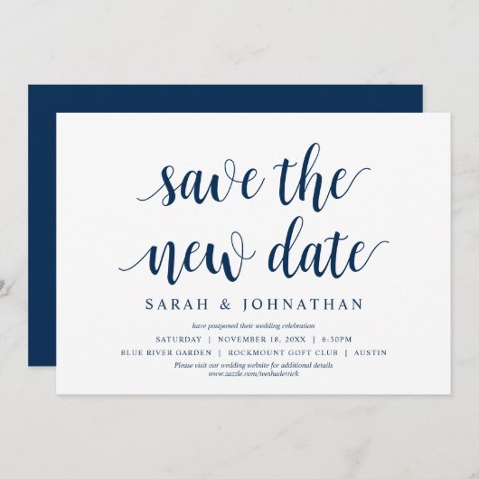 Invitation Enregistrer le nouveau Mariage de date Modifier la (Devant / Derrière)