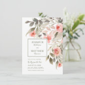 Invitation Enregistrer le Rose de couleur d'aquarelle avec ph (Debout devant)