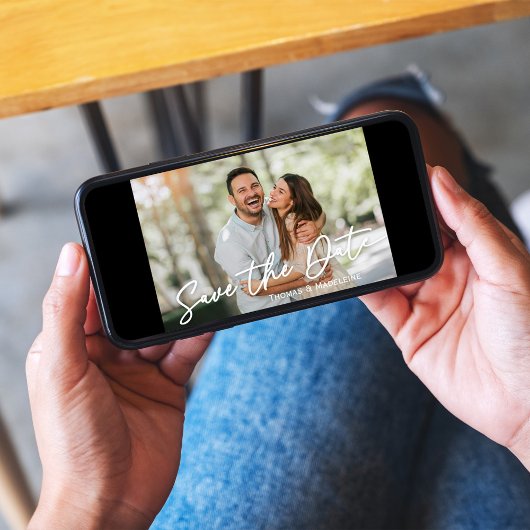 Invitation Enregistrer le script de calligraphie photo Mariag