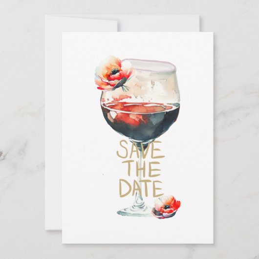 Invitation Enregistrer Le Verre À Vin Date Avec Des Pavots Ro (Devant)