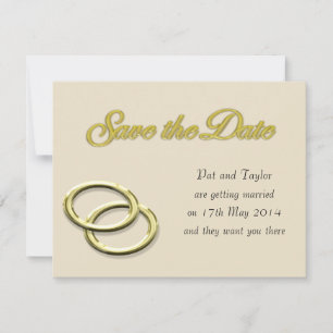 Invitation Enregistrer les anneaux de Mariage or Mariage Date