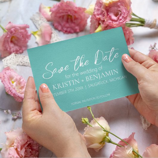 Invitation Enregistrer les annonces de date (Turquoise)