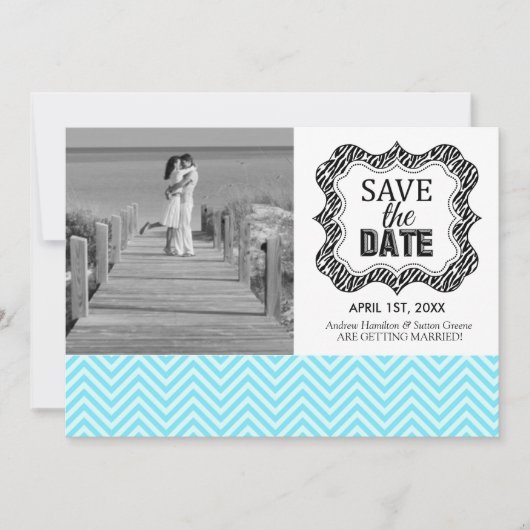 Invitation Enregistrer les annonces de date {Turquoise Blue C (Devant)
