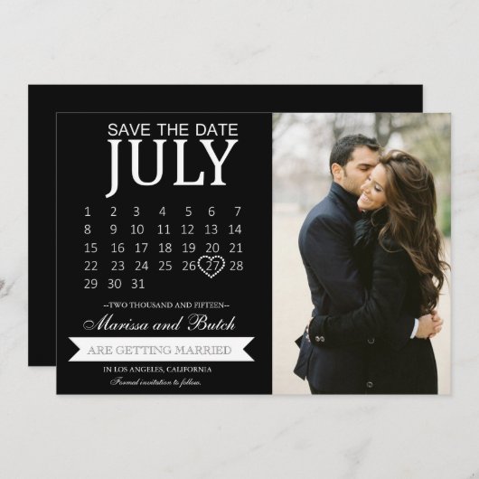 Invitation Enregistrer les annonces du calendrier des dates | (Devant / Derrière)