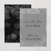 Invitation Enregistrer les dates - Roses B&W (Devant / Derrière)