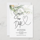 Invitation Enregistrer notre date Elegant Mariage Eucalyptus  (Devant)