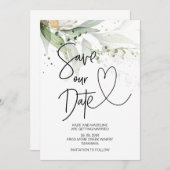 Invitation Enregistrer notre date Elegant Mariage Eucalyptus  (Devant / Derrière)