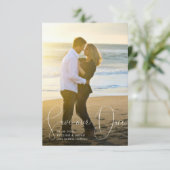 Invitation Enregistrer Notre Date Lignes Raffinées Lisse Styl (Debout devant)