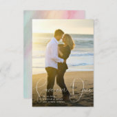 Invitation Enregistrer Notre Date Lignes Raffinées Lisse Styl (Devant / Derrière)