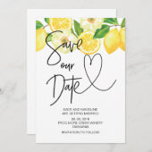 Invitation Enregistrer notre date Mariage Citron d'été (Devant / Derrière)