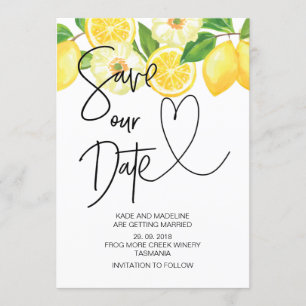 Invitation Enregistrer notre date Mariage Citron d'été