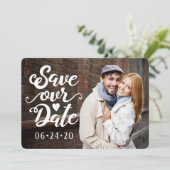 Invitation Enregistrer notre Mariage de date | Coeurs de scri (Debout devant)